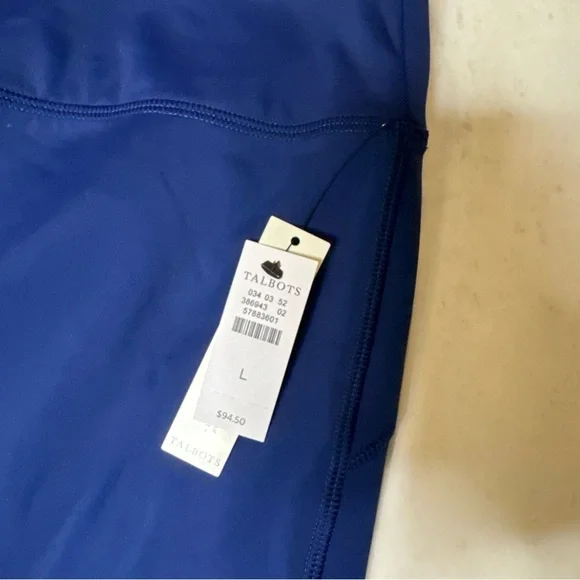 Talbots Performance Interlock Capri Leggings Tie Dye Trim Navy Sz Large - Picture 3 of 9